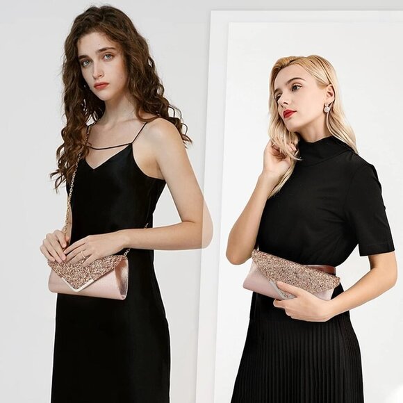 Clutch Purse Evening Bag for Women Prom Glitter Sparkling Envelope Mini - Picture 6 of 6